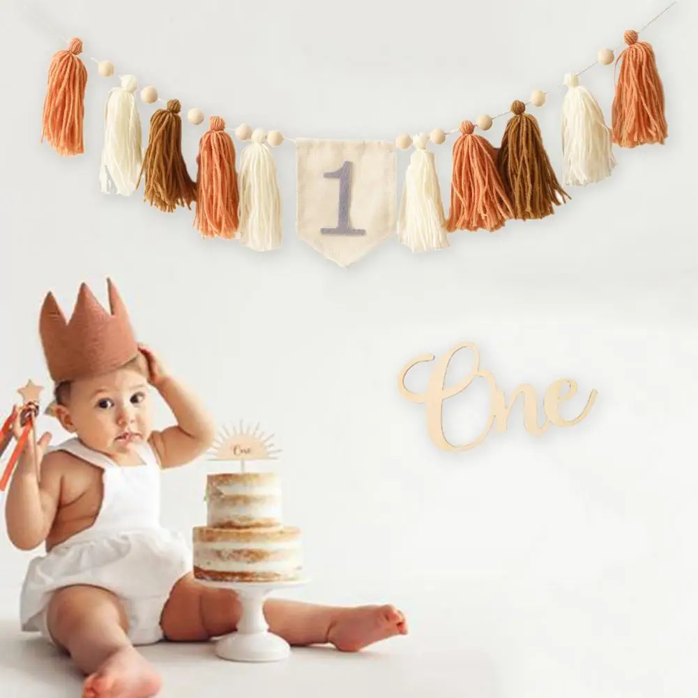 High Chair Birthday Party Decoration Baby Birthday Flag Decoration Boho 1st Birthday High Chair Banner Tassel for Girl for Kids