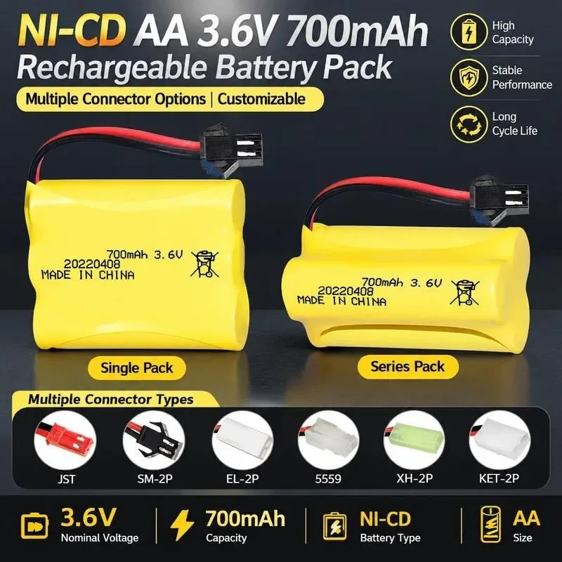 for Spot AA5 Nickel Cadmium 3.6V 700mAh Rechargeable Battery Pack 300 Cycles for Remote Control Toy