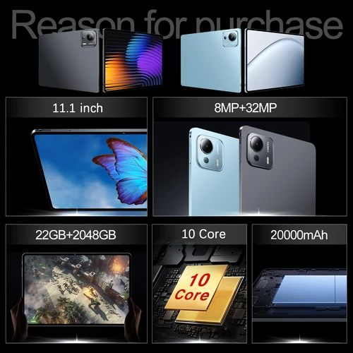 Imagen 2 del producto Tableta Original Pad 7 Ultra 2025, Snapdragon 8 Gen3, Android 15, 22GB+2TB, 5G, Doble SIM, 10 Núcleos, 20000mAh, WiFi, WPS, Tableta PC 7Ultra