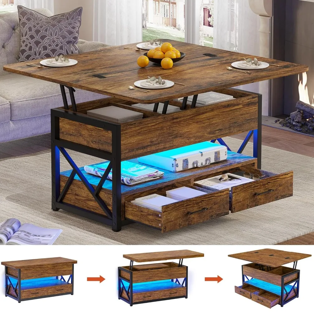 

40" Lift Top Coffee Table, 4 in 1 Coffee Tables with Storage for Living Room, Small Farmhouse Coffee Table, Customized