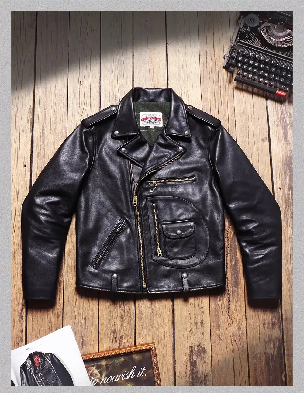 LNY Shop Top.Natural Pakistani calf leather jacket.Popular Moto Rider cowhide coat.Soft Vintage style Men leather wear.Luxury