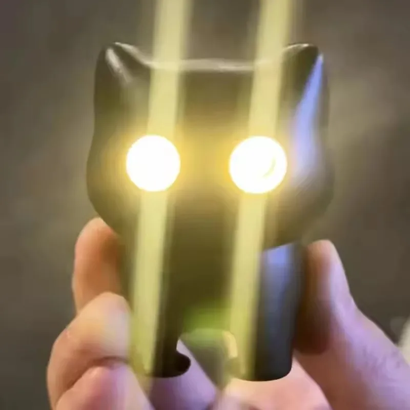 Cute Luminous Black Cat Sounding Keychains Cartoon Animal Bag Hangings Keyring Creative Night Light Glowing Pendant Key Chain