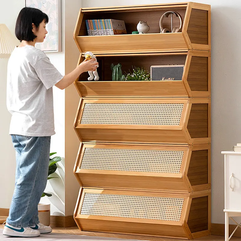 Modular Stackable Chest of Drawers Flip-Top Storage Cabinet Dustproof Organizer Unit for Bedroom Living Room Entryway Closet
