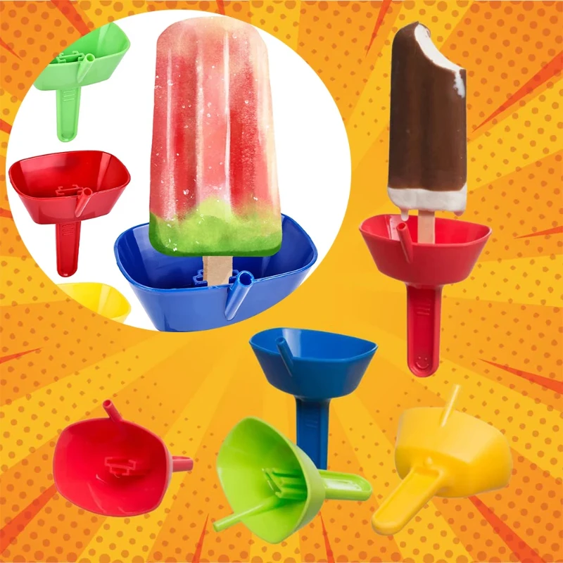 

4pcs color mixed ice cream utensil, anti drip ice cream holder, portable ice cream holder, ice cream utensil