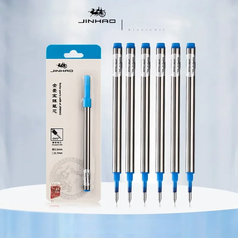 JINHAO 11 ซม.เติมโลหะ 0.5/0.7 มม.สีฟ้า/สีดํา Roller ปากกาลูกลื่นธุรกิจปากกาเติมเครื่องเขียน Office School SUPPLY