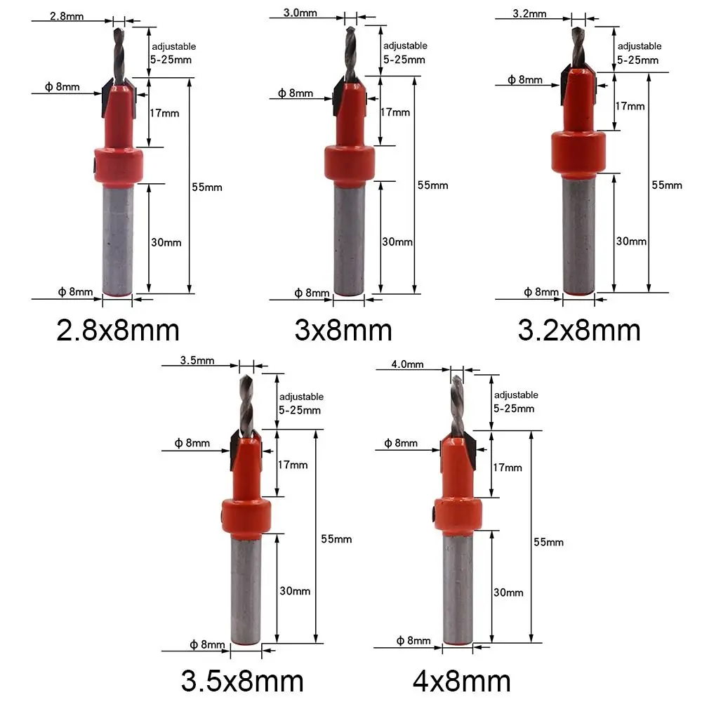 Convenient DIY 8mm Shank Hole Opener Drill Bit Countersunk Drill Countersink Drills Woodworking Tool