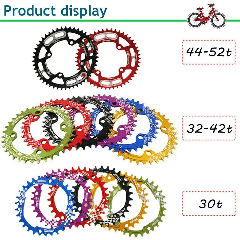 SNAIL MTB Crankset Oval Chainring 104BCD Narrow Wide Chain Ring Round 30t 32t 34t 36t 38t 40t 42t 44t 46t 48t 50t 52t Crank Set