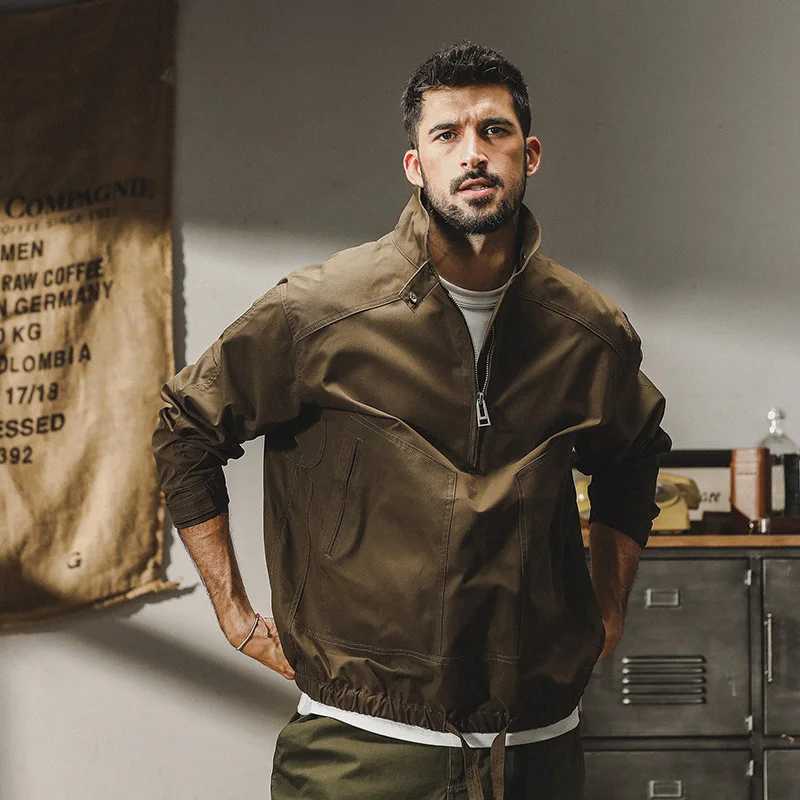 

Casual Men's Cargo Jacket Stand Collar Spring Autumn Fashionable Youth Style Regular Length Camping Outerwear Man Clothes