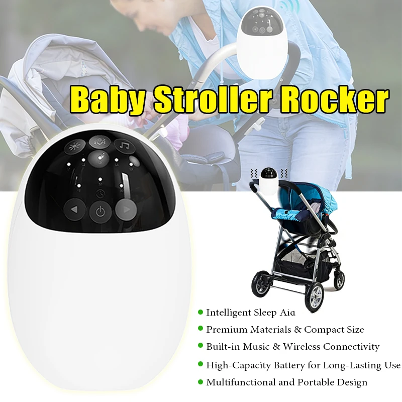 Portable Outdoor Baby Stroller Rocker Wireless Bluetooth Sleep Aid Vibrating with Night Light White Noise Sound Soothing Music