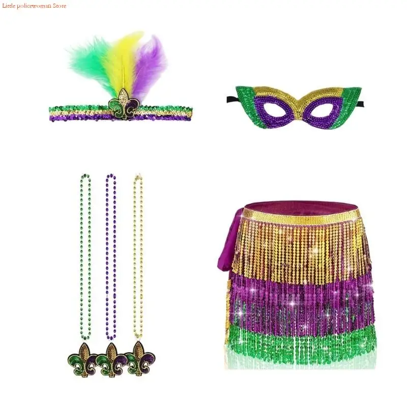 مجموعة إكسسوارات أزياء F92D Mardi Gras لدعائم حفلات الهالوين التنكرية #2