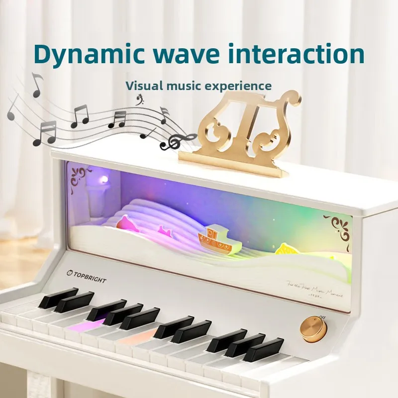 Wooden Kids Electronic Piano, Beginner Musical Keyboard with Clear Sound and Gift Box for Early Learning and Family Playtime