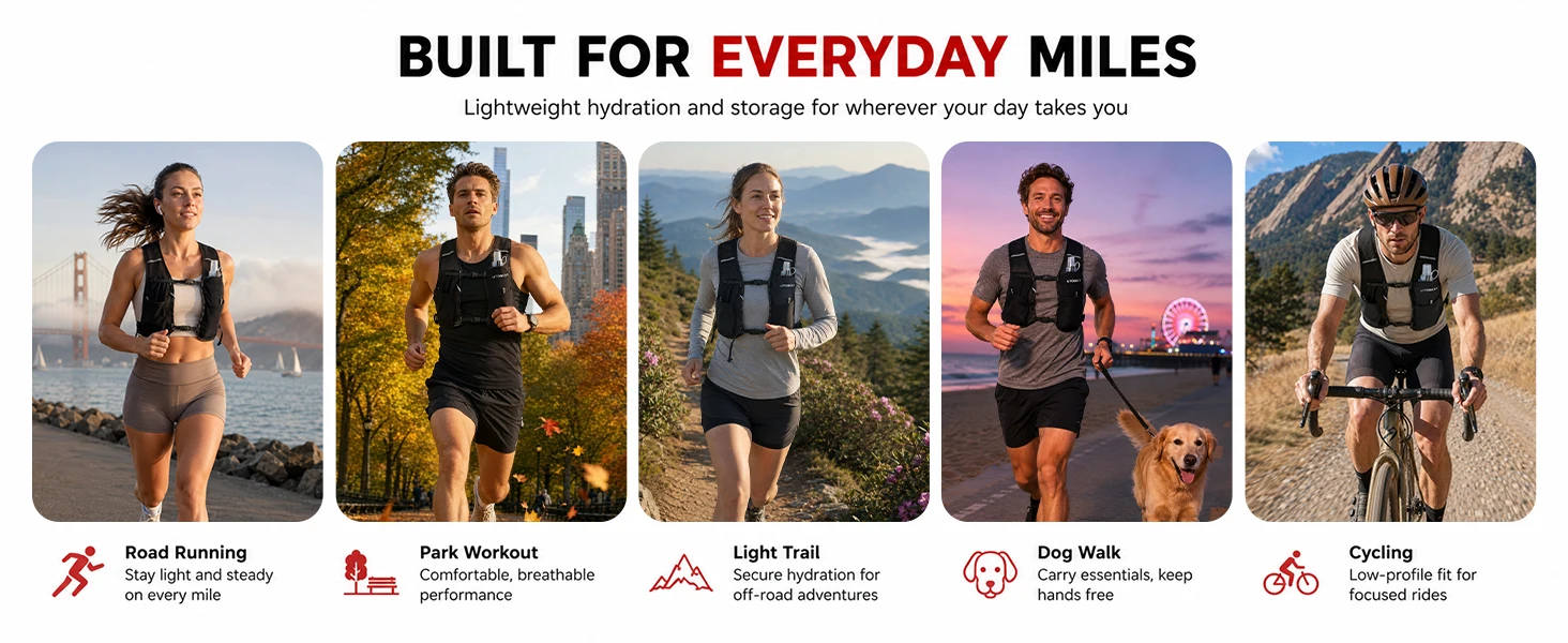 UTOBEST UTR112 Trailrunning-Weste, ultraleichter Trinkrucksack, atmungsaktiver Funktionsrucksack für Marathon, Radfahren, Wandern – Detail 7