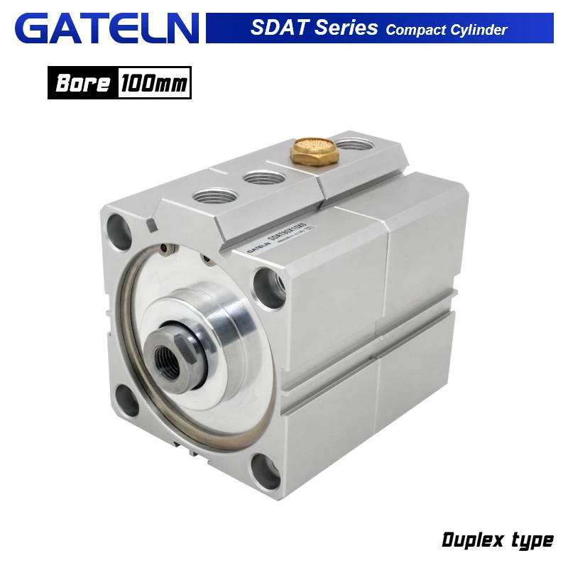 SDAT100 series Duplex type Double acting pneumatic compact air cylinder 100 mm bore to 5 10 15 20 25 30 35 40 45 50 mm strok