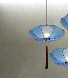 1pcs Lotus leaf lantern, Chinese style lantern, wedding aisle, corridor, restaurant, antique fabric pendant light
