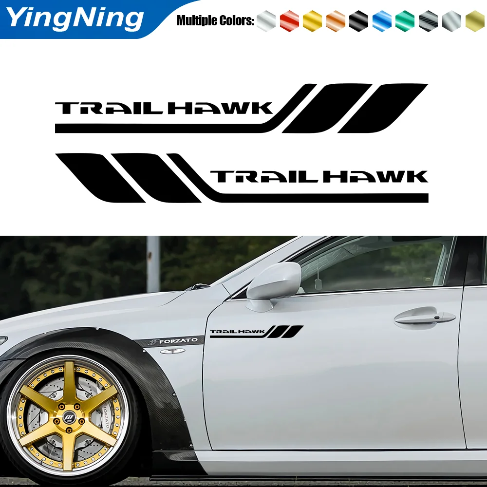 

2pcs Car Side Decorative Sticker Car Body Fender Reflective Decal Vinyl Bumper Door Stickers For Jeep TRAILHAWK Auto Accessories