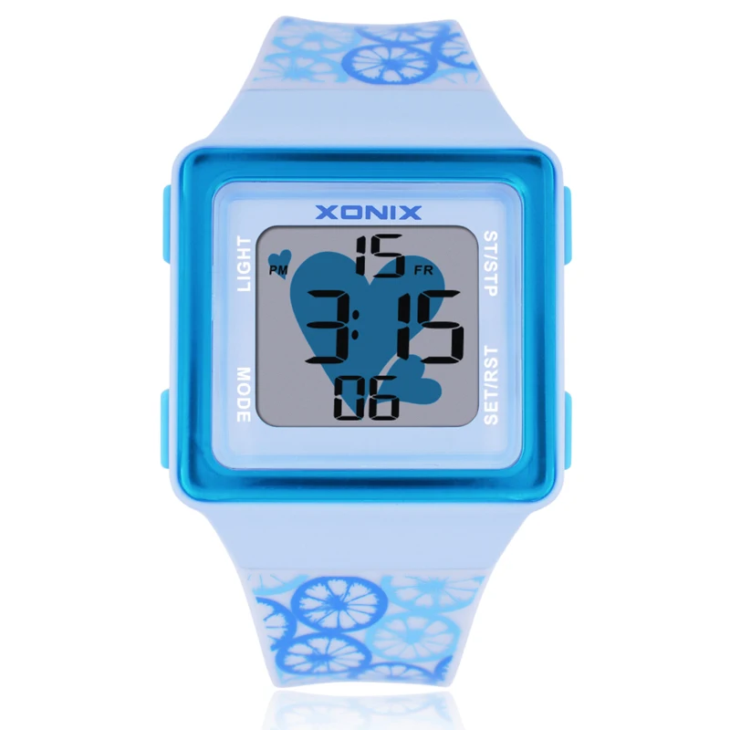 XONIX Sports Watches LED Electronic Digital Women Student Alarm Stopwatch Waterproof 100m Swimming Diving Wristwatch HB