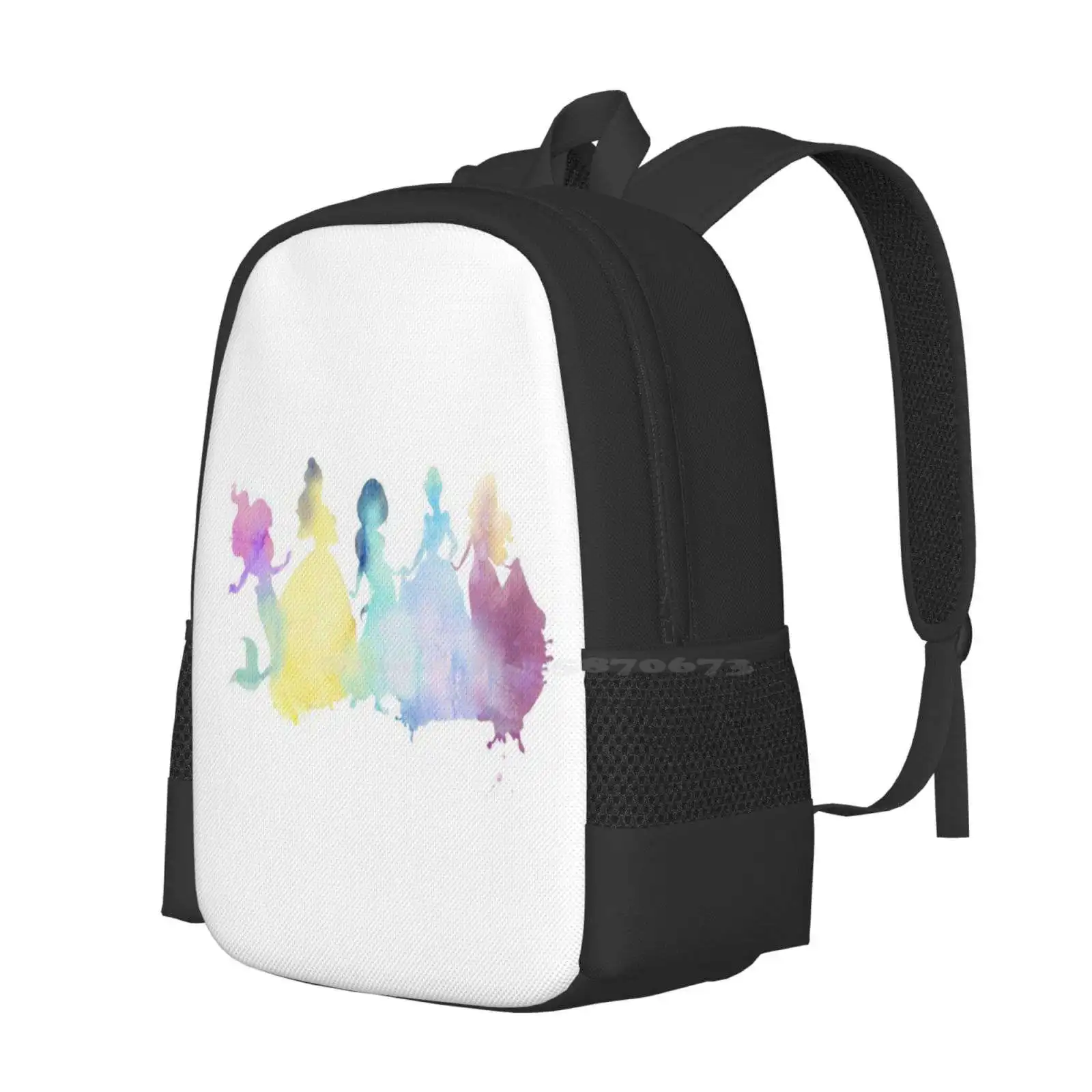 Los colores de las princesas mochilas escolares para niñas adolescentes, bolsas de viaje para portátiles, Belle Arial, Aurora, Jasmine, princesas