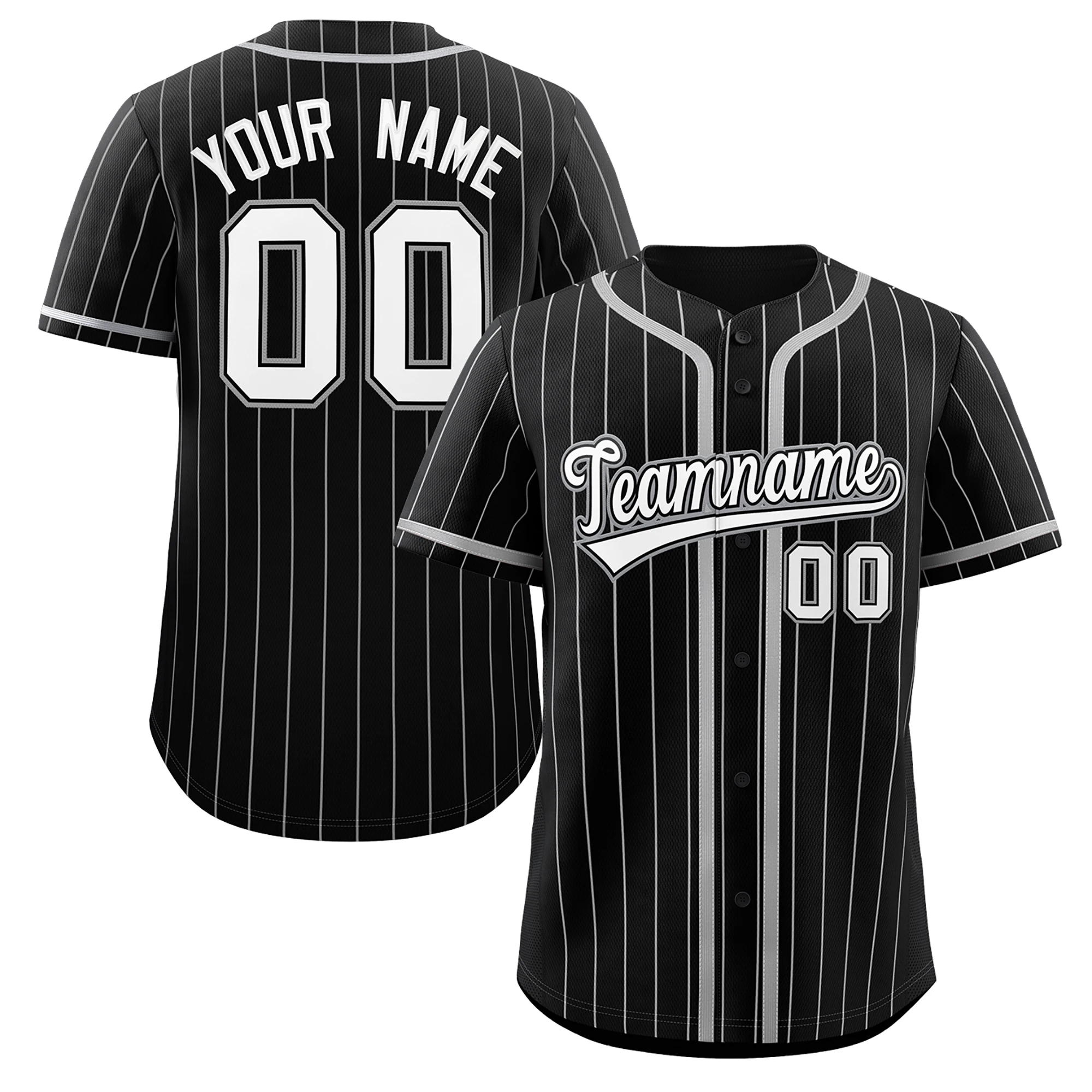 Custom Stitched Name Number Pinstripe Baseball Jersey Personalized Black Shirts Sports Uniform for Men