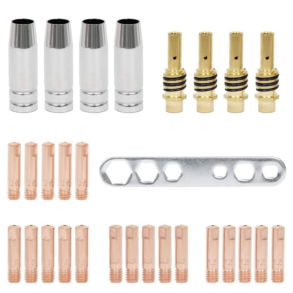 Welding Accessories Ak-15 / Mb-15 Set of 28 Gas Nozzles + Nozzle Holder + Current Nozzles for Mig Mag Welding Torches