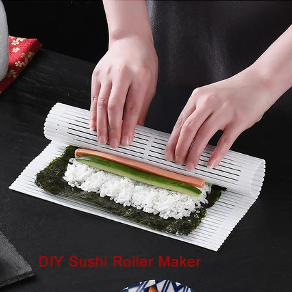 DIY Silicone Sushi Roller Mats Washable Reusable Sushi Roll Mold Mat DIY Food Rolling Rice Rolling Maker Cake Roll Pad