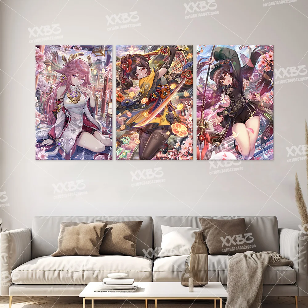 Genshin Impact Home Decoration Arlecchino Canvas HD Prints Poster Nilou Painting Wall Artwork Hu Tao Picture No Frame Wallpaper