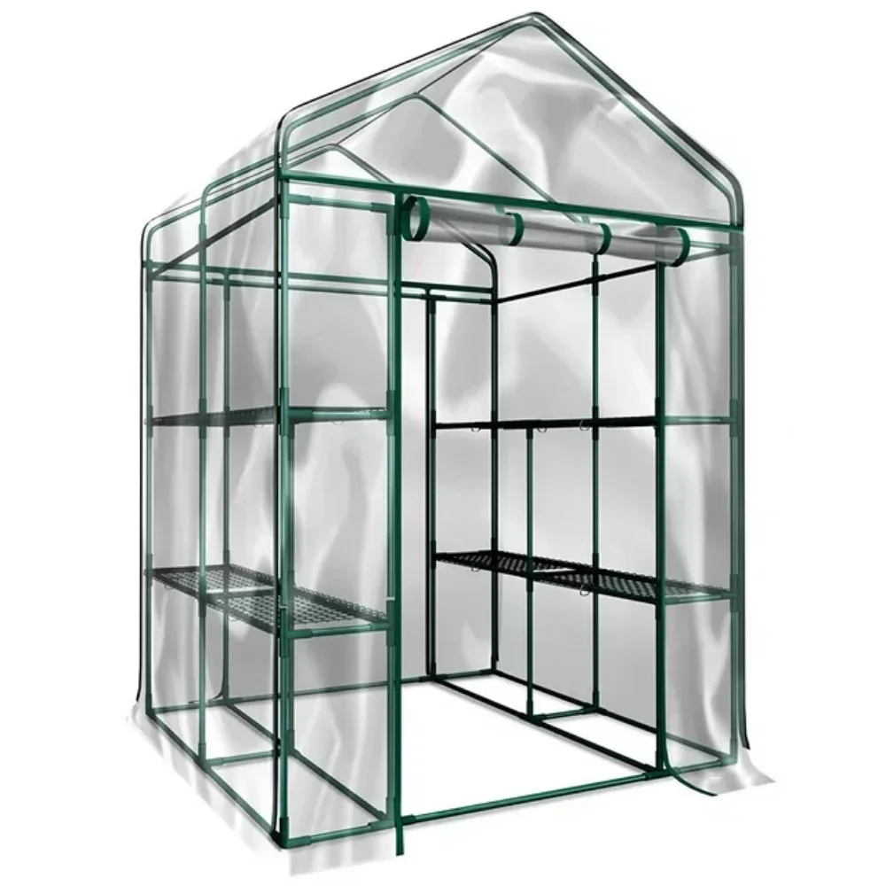 

Greenhouse Walk in w/ Roof Rain Gutter and Anchor for Backyards & Outdoors Pop-up Outdoor Green House Plant Gardening Canopy