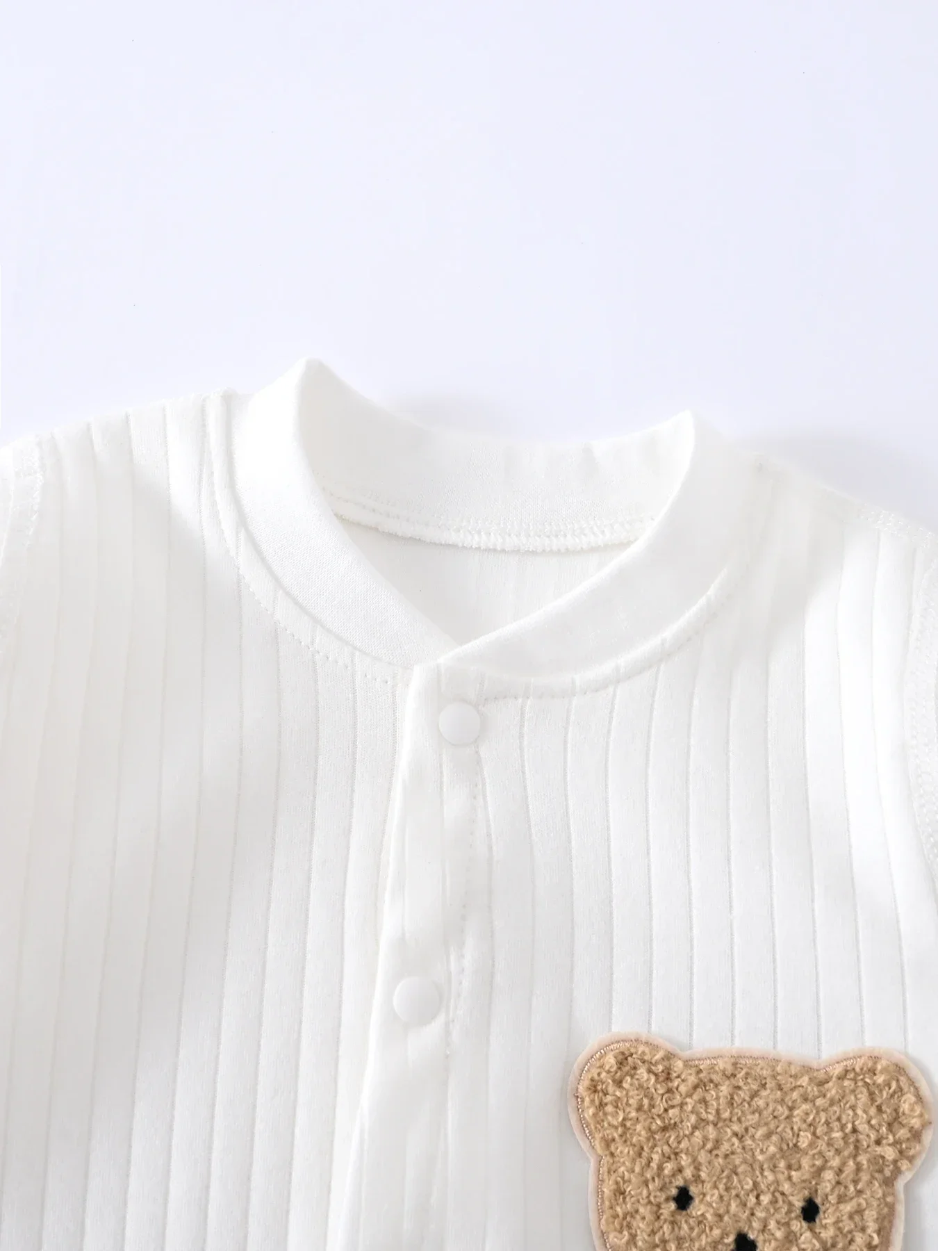 Somenie Unisex Baby Long Sleeve Onesie Pure Cotton Newborn Cute Bear Head Embroidery Romper Gift For Boys Girls Baby 1-3-6-9M
