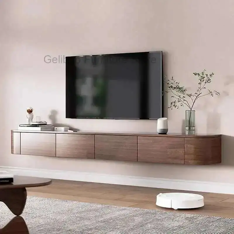 

Элитный деревянный ТВ-стенд-тумба с полками для хранения, подставкой для PS5, высококачественная подвесная консольная мебель