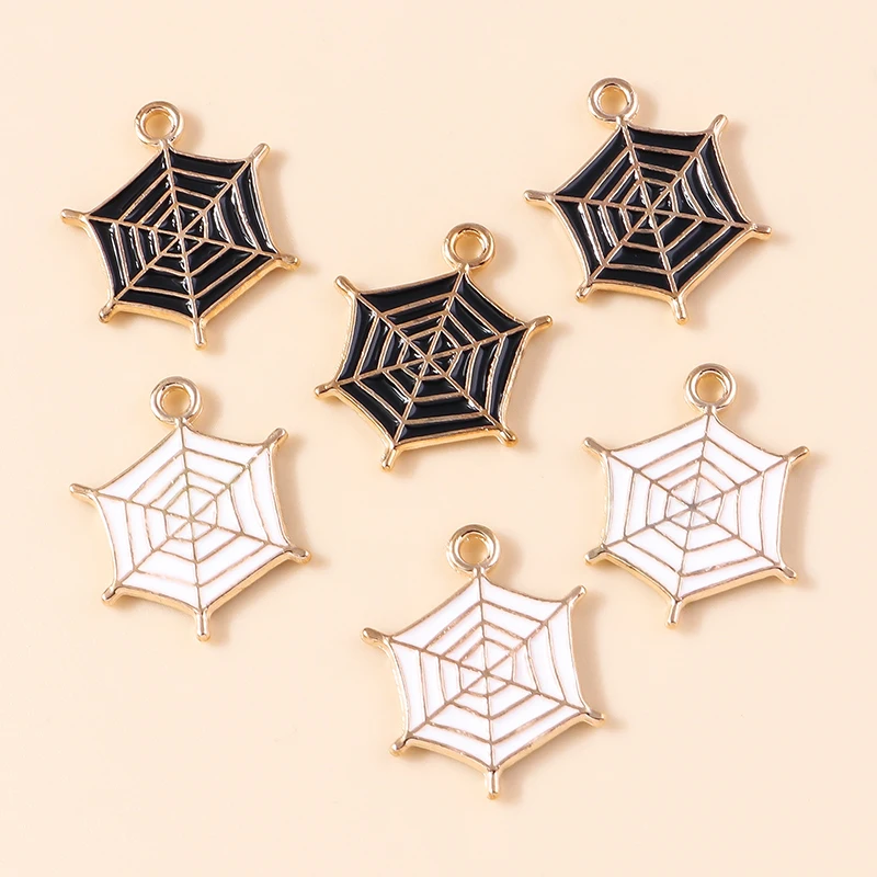 20 Stück 18x19mm Cartoon Emaille Spinnennetz Charms Anhänger für Schmuckherstellung DIY Tropfen Ohrringe Halsketten Armbänder Zubehör – Detail 5