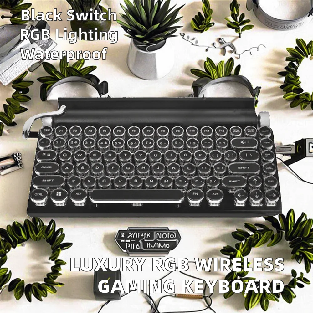 Professional 83 Keys Wireless RGB Back Light Gaming Keyboard Mechanical Typewriter Water-resistant Seven Color New