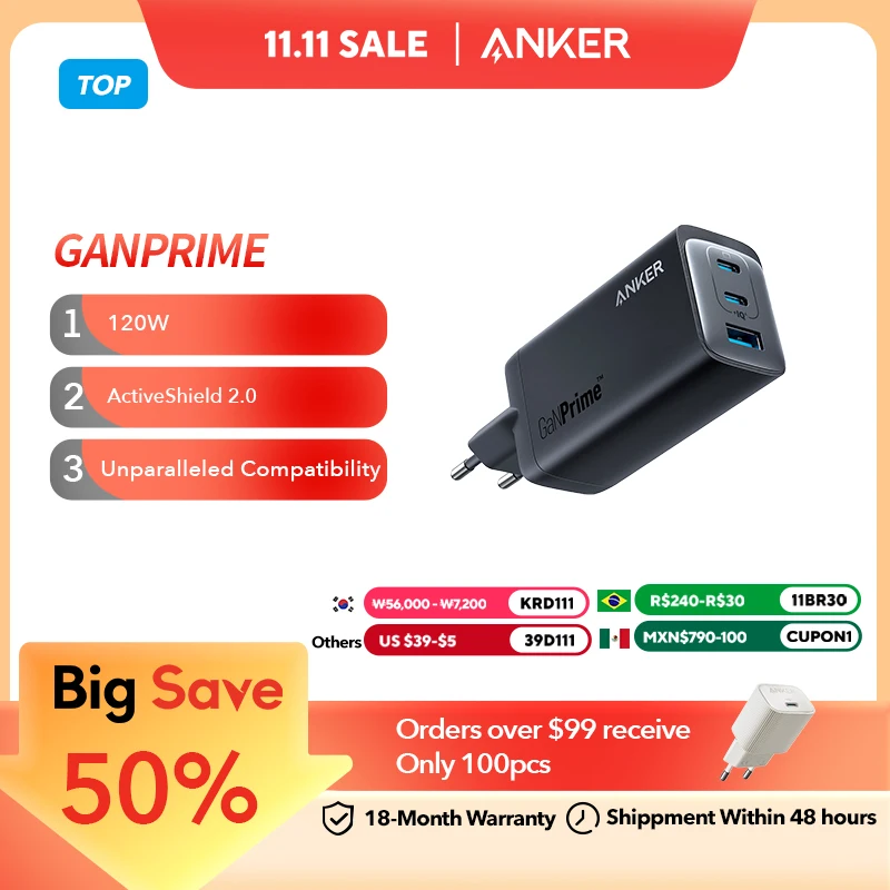 Anker 737 Charger 120W GaN Charger,USB Type C,charger fast charging,iphone charger,For iphone 15 pro max,For Galaxy