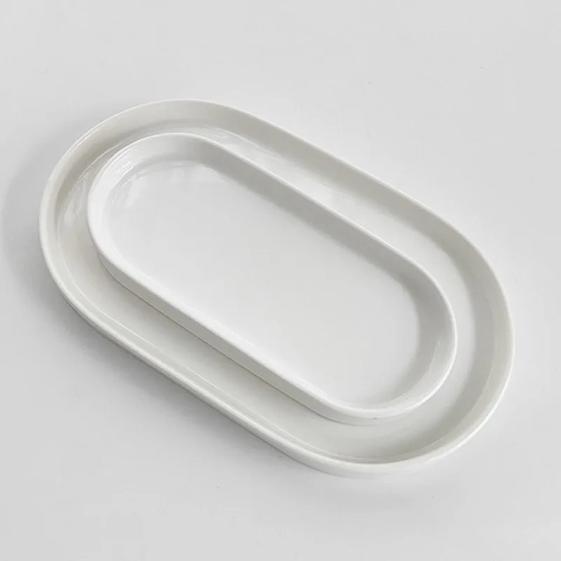 Japanese tableware oval small long plate premium snack plate, plate vegetable plate ceramic tray