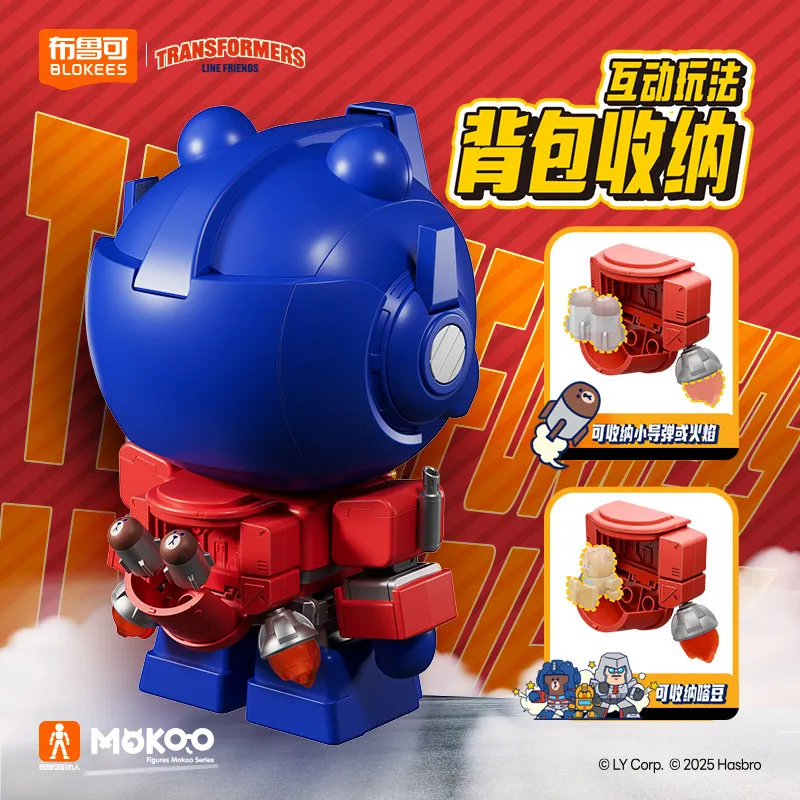 Blokees Transformers Optimus Prime X Line Friends Oso Pardo Figura Coleccionable MEGA Linda Bloques de Construcción con Licencia para Fans