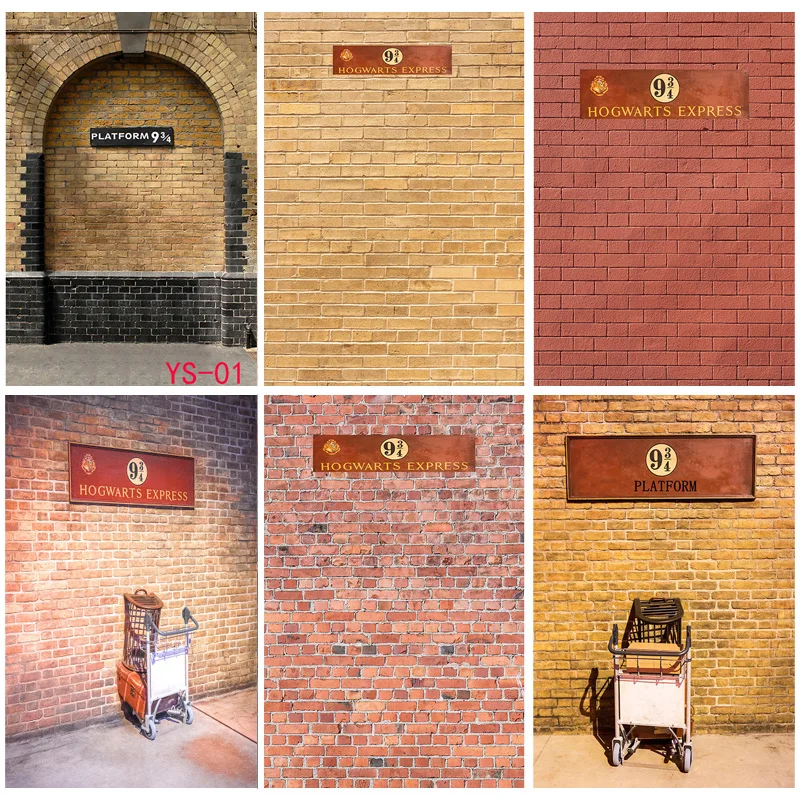 Platform 9 3/4 King Railway Station Photography Background Heaven Magic School Brick Wall Photo Backdrops PY-05