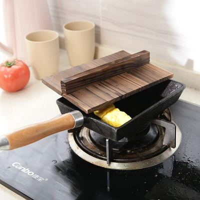 Cast iron pot Japanese Tamagoyaki egg rolls non-stick non-coating square fried eggs nonstick frying pancake pan thick egg burn