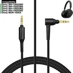 Cable de extensión de Audio auxiliar OFC de repuesto de 3,5mm para auriculares Sony WH-1000XM5 WH-1000XM4 WH-1000XM3 WH-1000XM2 MDR-1000X