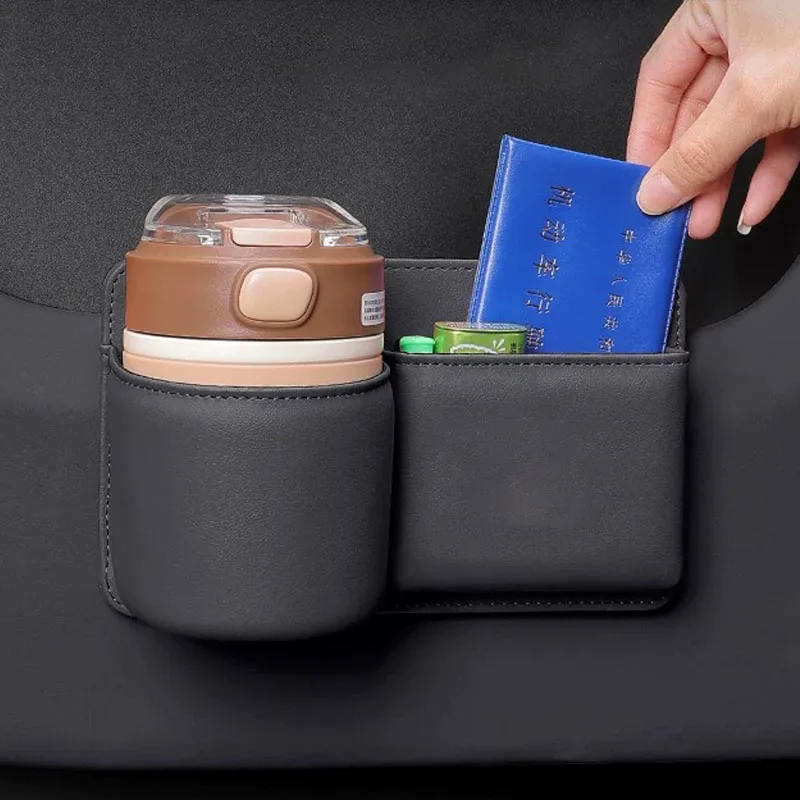 2 em 1 caixa de armazenamento da porta do carro com suporte para bebidas organizador automático de couro artificial para chave telefone cartão suporte de copo peças interiores