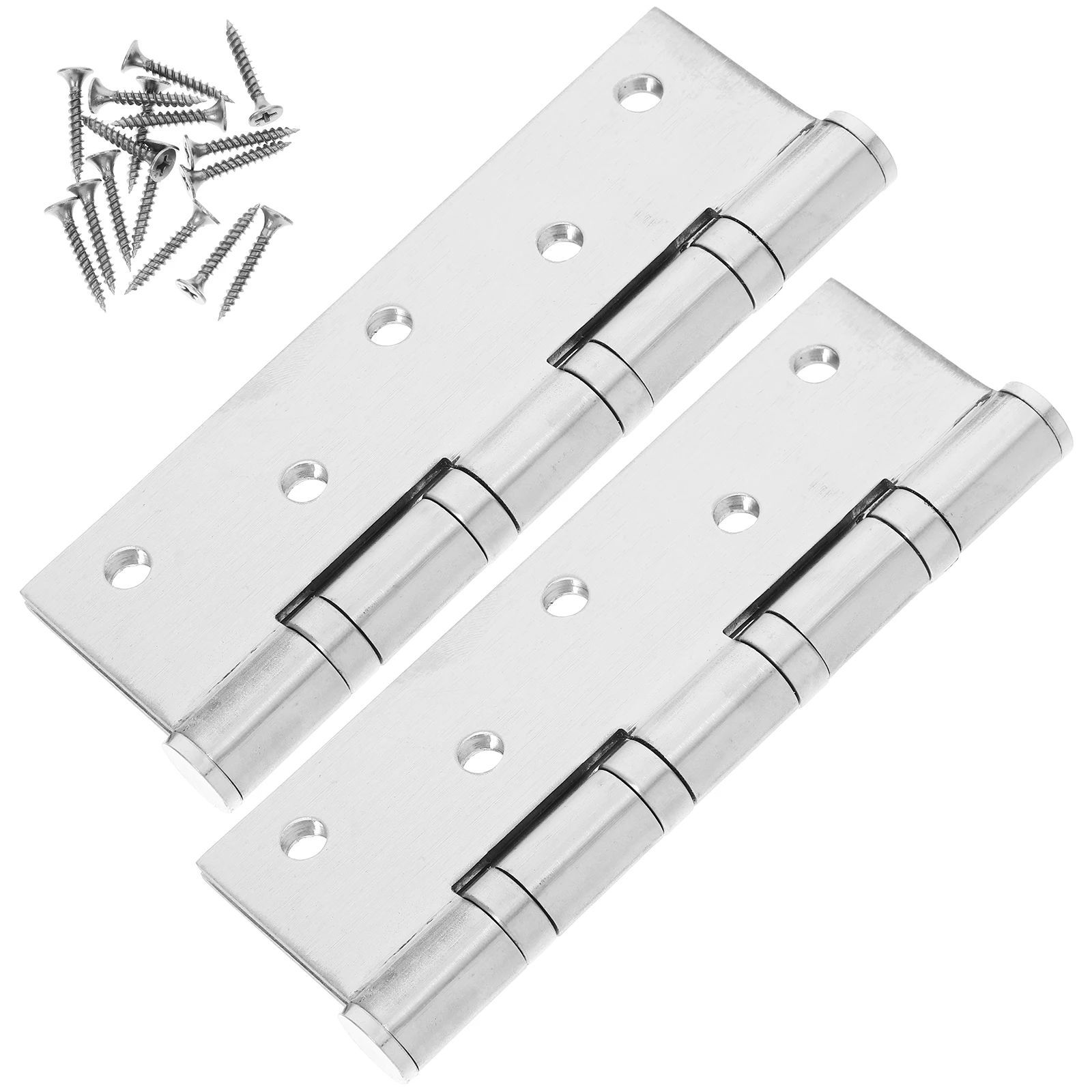 

2Pcs Stainless Steel Flat Hinges Silent Operation Thickened Bearings Easy Install for Cabinets Wardrobes Furniture Hardware
