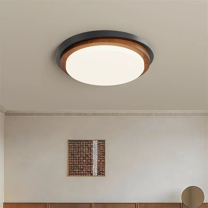 Modern Minimalist Ceiling Light Natural Wood Style Full-spectrum Eye-friendly Design Walnut Color Living Room Chandelier Set