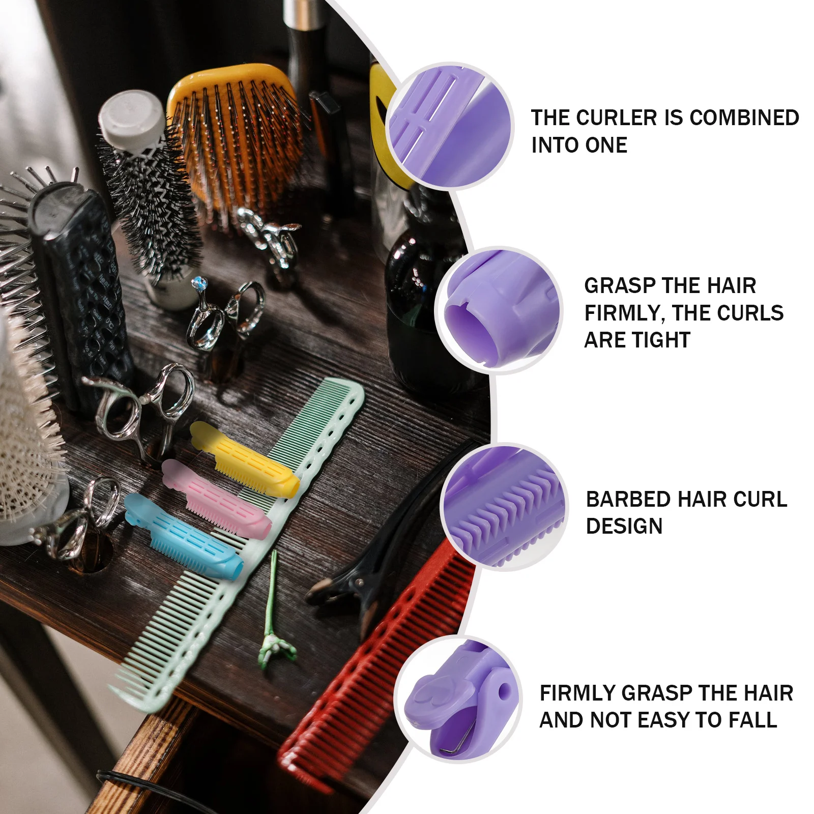 

5 шт. пластиковые ролики, комбинированный набор зажимов для бигуди с большой волной, легкий прочный стайлер для волос, модные аксессуары для волос для путешествий и домашнего использования