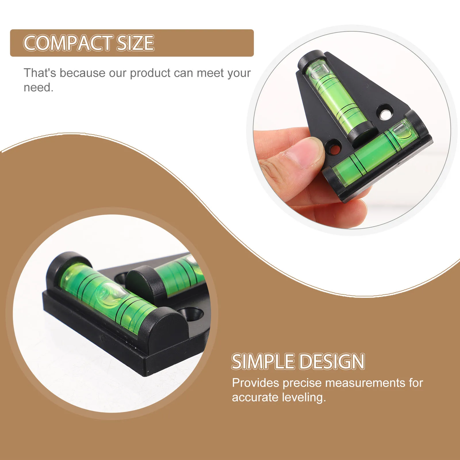 

2 Pcs T-Shaped Magnetic Leveling Bubble Level Mini Spirit Level with Installation Hole Black Plastic RV Travel Trailer