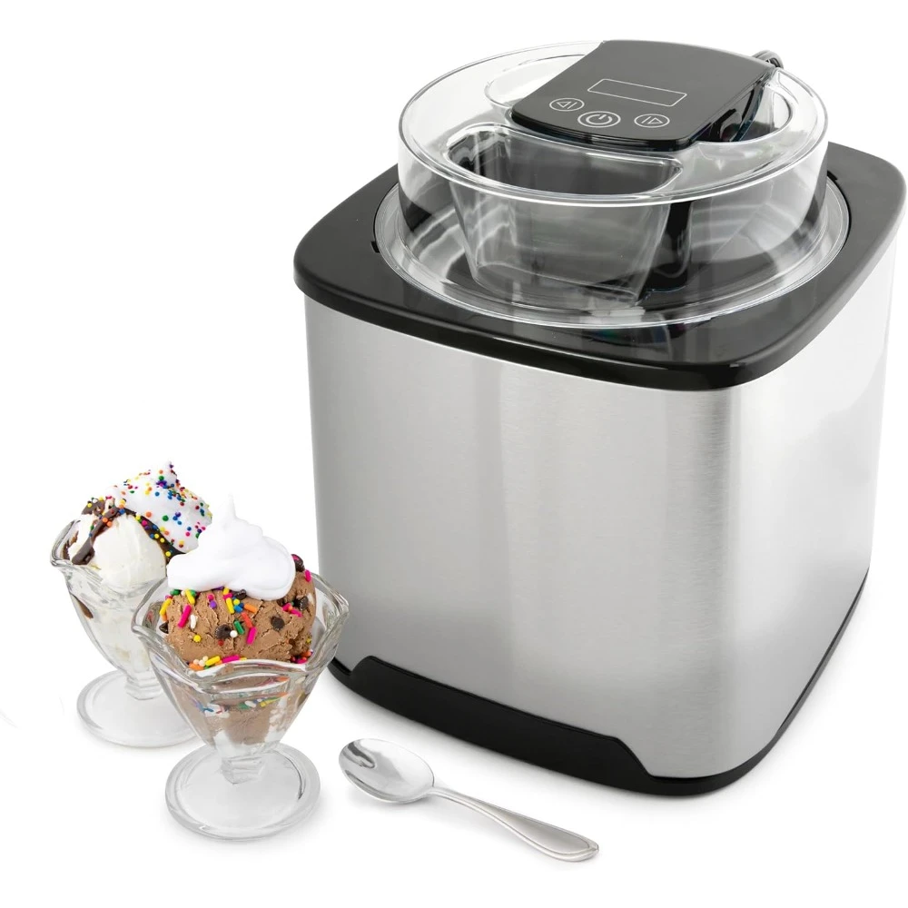 

2-Quart Digital Electric Ice Cream for Homemade Ice-Cream, No Salt or Ice Required, Overnight Chill Canister, Stainless Steel