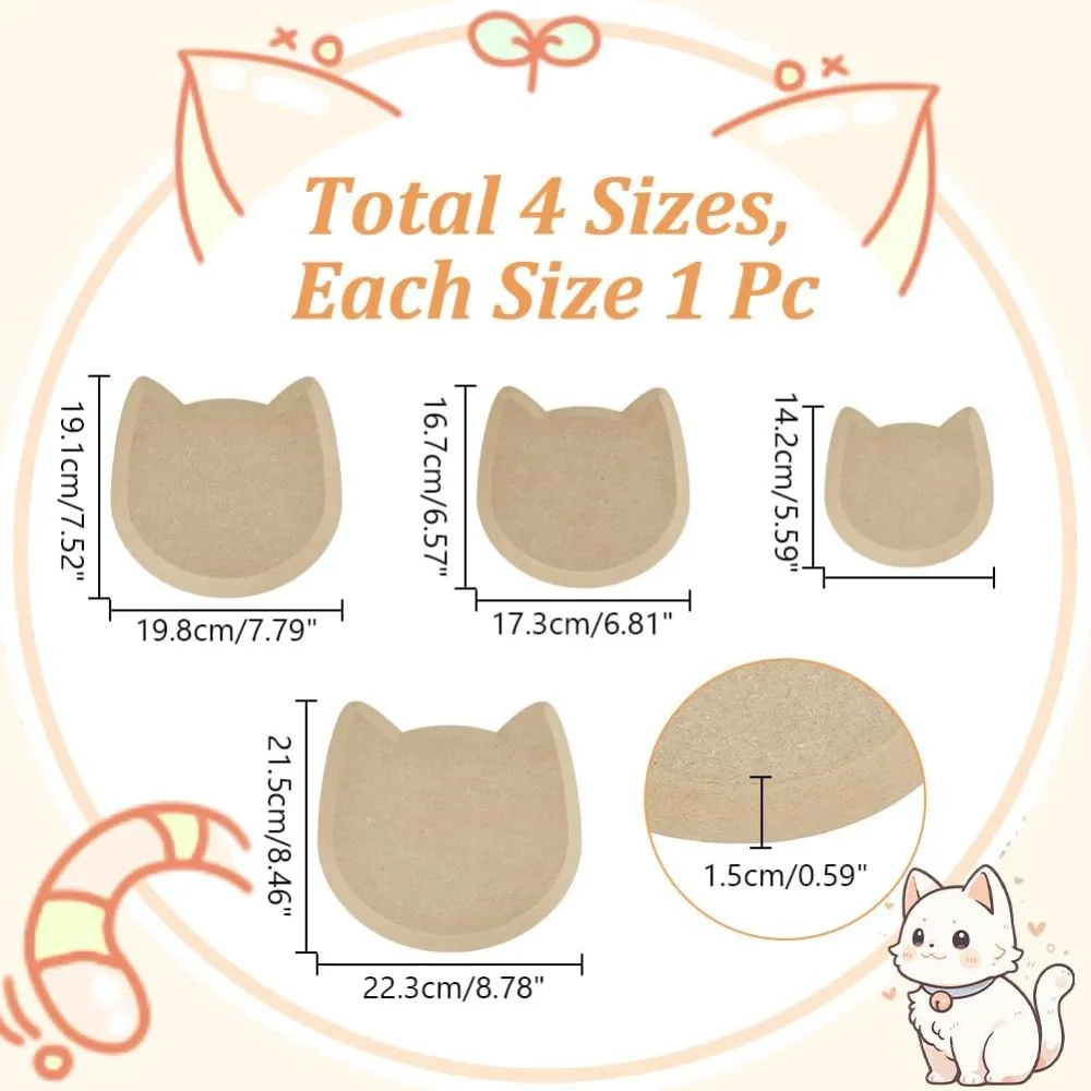 4 Pcs 4 Sizes Ceramics Molds Ceramics Plate Pottery Pottery Tools Cat Head Shape Slump Plate making kit