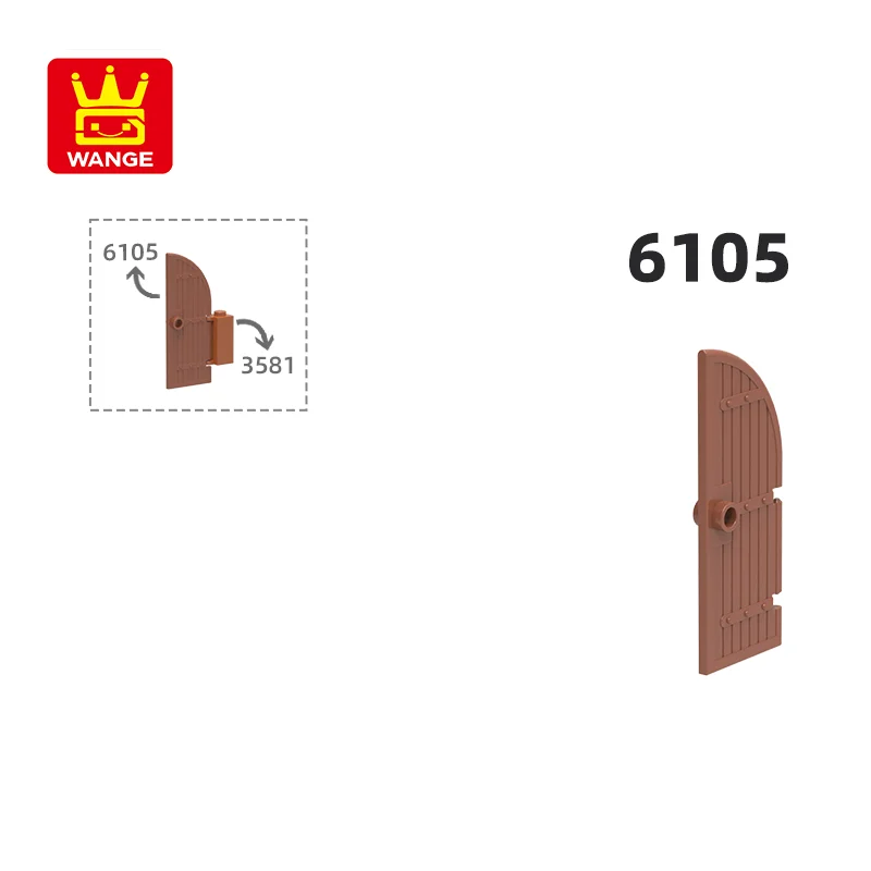 Wange 6105 100G/50 Stuks Kastelen Bouwsteen Moc Kleur Houten Deuren Accessoires Compatibel Met Baksteen Diy Kinderen Speelgoeddoos