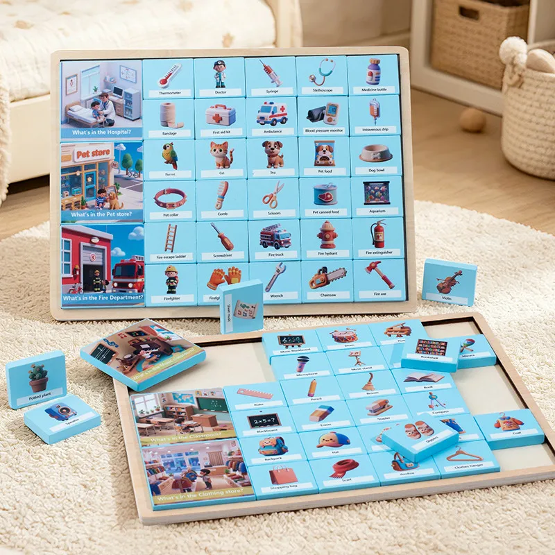 

Wooden Double-Side Scene Puzzle – Educational Cognitive Toy for Children, Logic Thinking & Concentration
