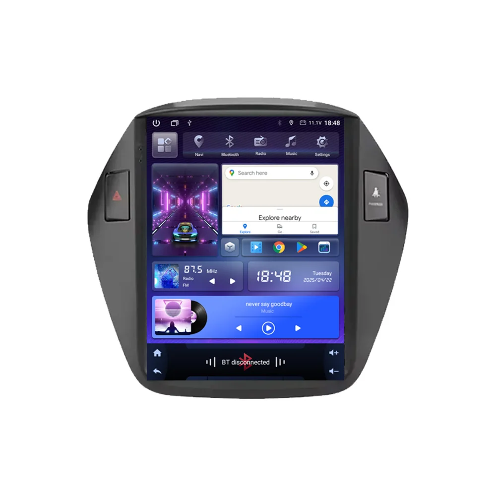 2Din dvd geen dvd Android 14 Auto Multimedia Speler Voor Hyundai Tucson 2 LM IX35 2009-2015 Tesla Stijl radio 4G Wifi Navi Carplay - afbeelding 2