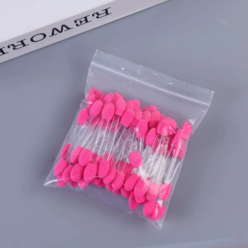 Wholesale50/100/200pcs factory sponge eyes hadow disposable eyeshadow double-sided container brush applicators including ength