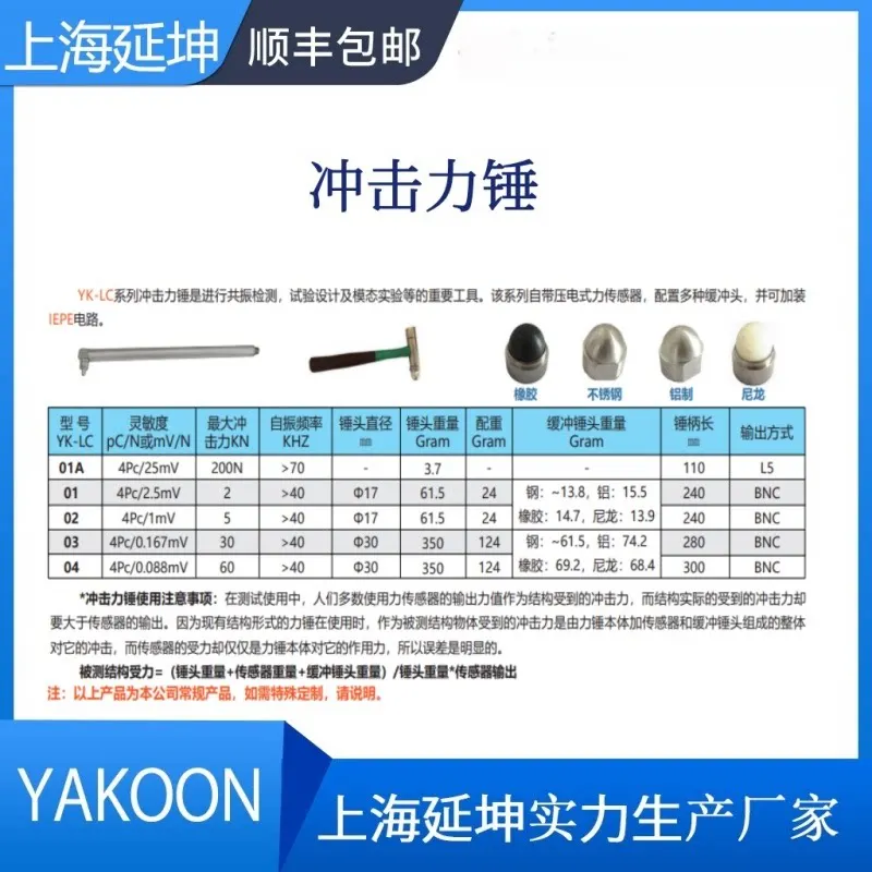 Charge IEPE Piezoelectric Impact Hammer Sensor Modal Experiment Resonance Detection Percussion Vibration Force Value