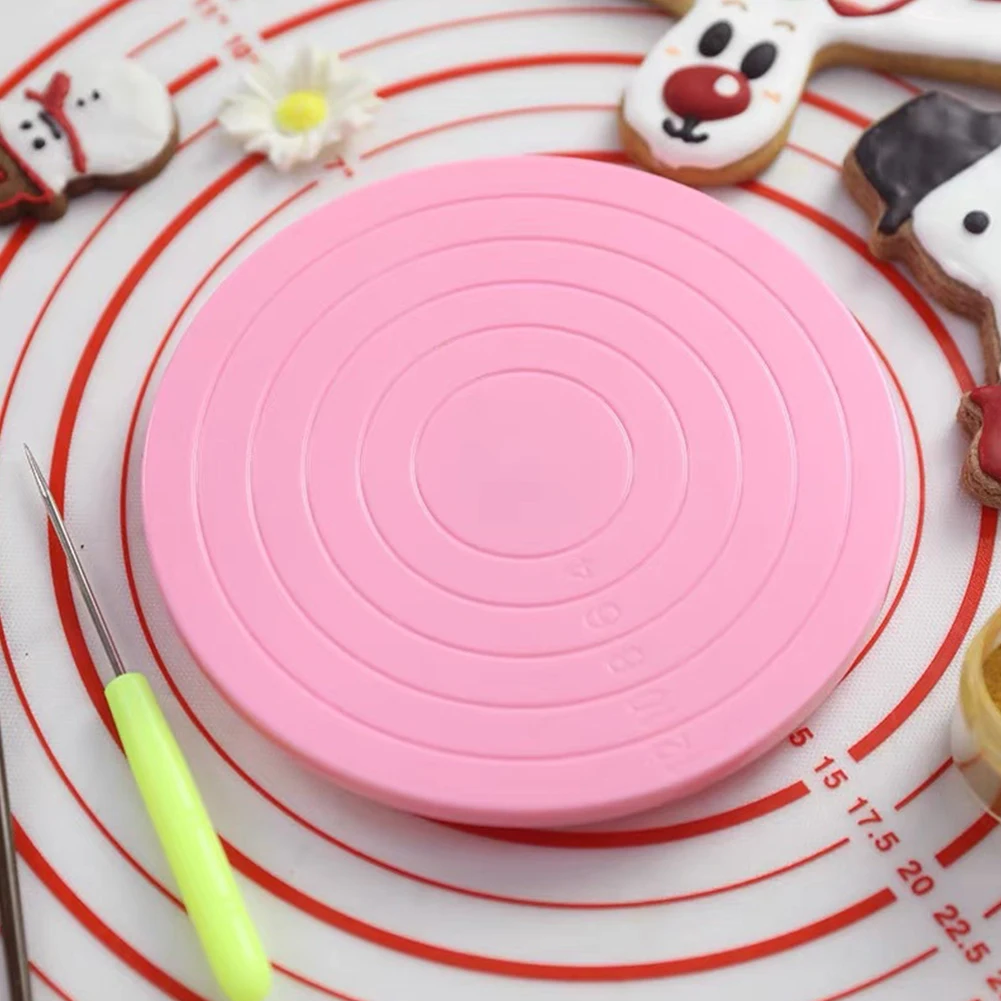 Cake Rotary Table DIY Mini Plastic Fondant Cake Turntable Revolving Platform Round Cookie Stand Rotating Home Kitchen Accessory