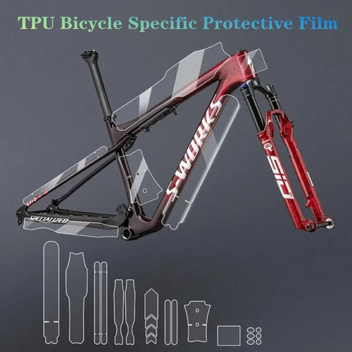Imagen 2 del producto Calcomanía para cuadro de bicicleta de carretera, Protector transparente resistente a los arañazos, pegatina para bicicleta de montaña, película protectora Universal recortada específica de TPU
